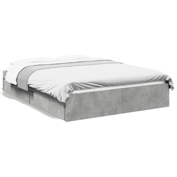 Cama de madeira maciça de concreto cinza com gavetas 120x190 cm D