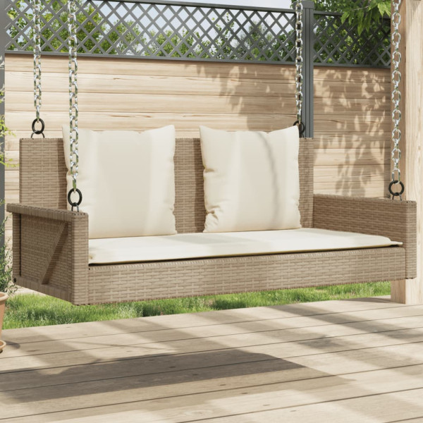 Colump com almofadas de rattan sintético bege 119x56x48 cm D