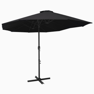 Guarda-chuva de jardim com pau de alumínio preto 460x270 cm D