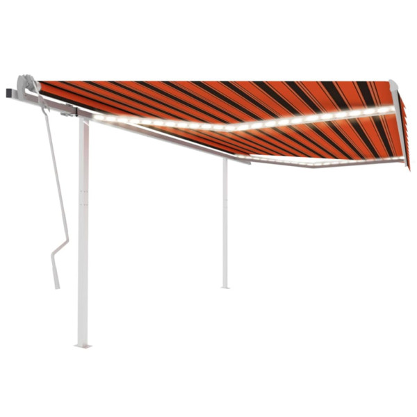 Toldo retráctil manual con luz LED naranja y marrón 4.5x3.5 m D