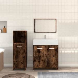 Set de muebles baño 3 pzas madera contrachapada roble ahumado D