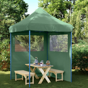 Tienda de fiesta plegable Pop-Up con 2 paredes laterales verde D