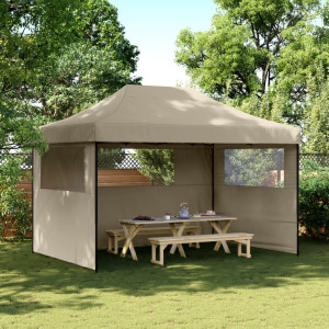 Tienda de fiesta plegable Pop-Up con 3 paredes laterales taupe D