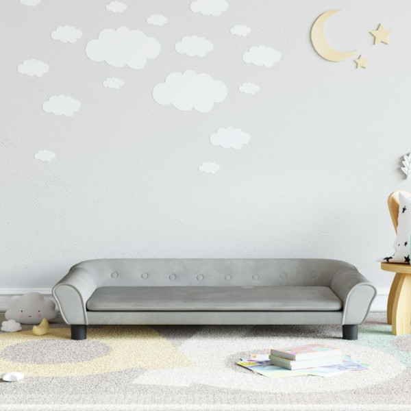 Sofá para niños de terciopelo gris claro 100x50x26 cm D