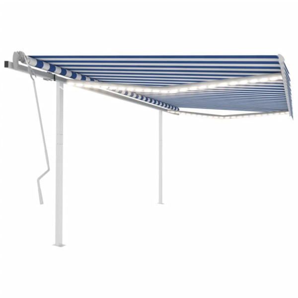 Toldo retráctil manual con luz LED azul y blanco 4.5x3 m Toldo retráctil manual con luz LED azul y blanco 4.5x3 m D