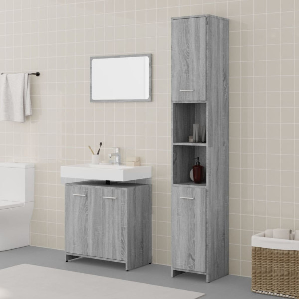 Set de muebles de baño 3 pzas madera contrachapada gris sonoma D