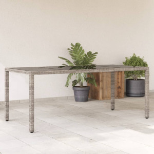 Mesa de jardín superficie de vidrio ratán PE gris 190x90x75 cm D