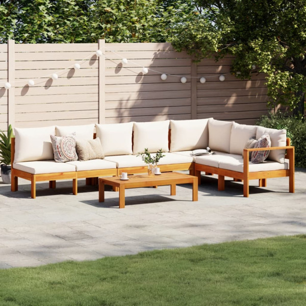 Conjunto de sofá de jardim com almofadas 5 peças em madeira de acácia maciça D