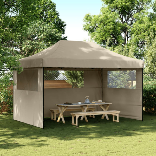 Tienda de fiesta plegable Pop-Up con 3 paredes laterales taupe D