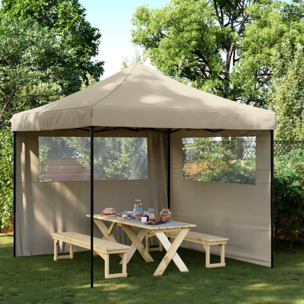 Tienda de fiesta plegable Pop-Up con 2 paredes laterales taupe D