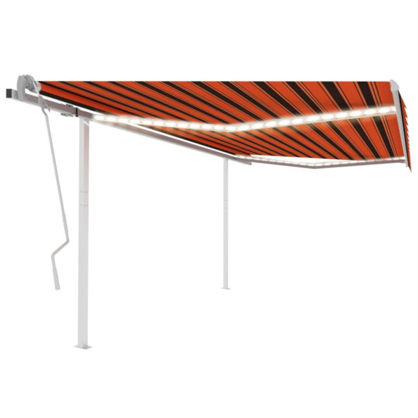 Toldo manual retráctil con luz LED naranja y marrón 4.5x3 m Toldo manual retráctil con luz LED naranja y marrón 4.5x3 m D