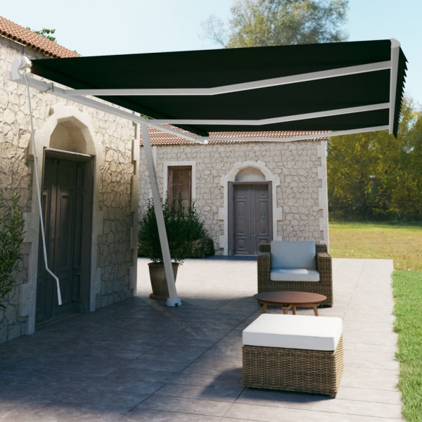 Toldo de pie retráctil manual gris antracita 600x350 cm Toldo de pie retráctil manual gris antracita 600x350 cm D