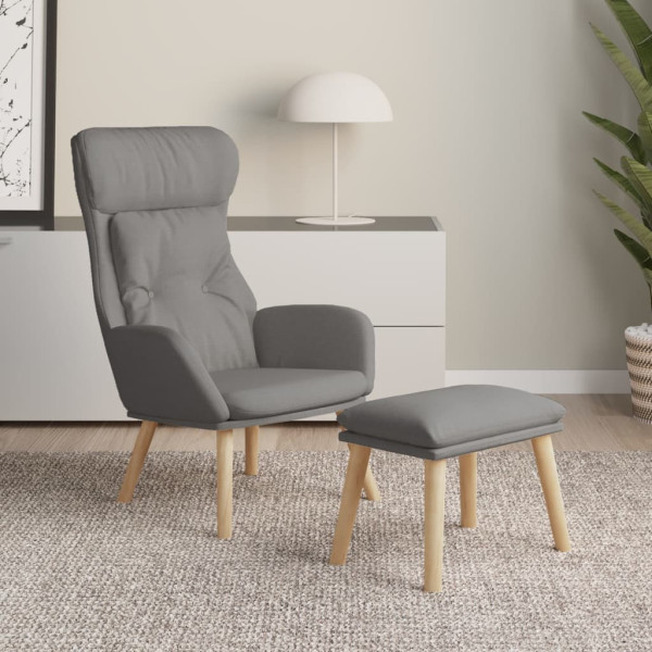 Sillón de relax con taburete tela gris claro Sillón de relax con taburete tela gris claro D