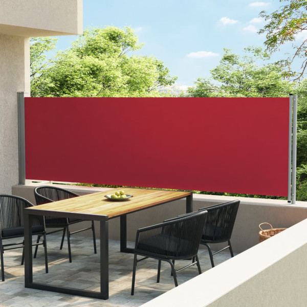 Toldo lateral retráctil para patio rojo 140x600 cm D