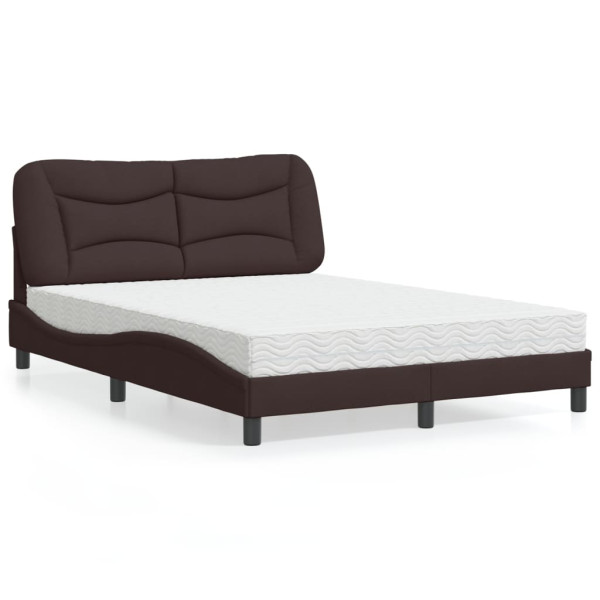 Cama com colchão de tecido marrom escuro 140x190 cm D