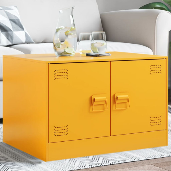 Mesa de centro em aço amarelo mostarda 67x50x44 cm D