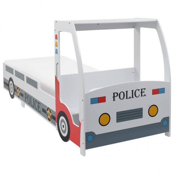 Cama infantil coche de policía colchón viscoelástico 90x200 cm D