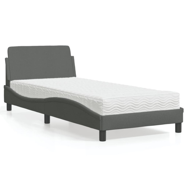 Cama com colchão de tecido cinza escuro 80x200 cm D