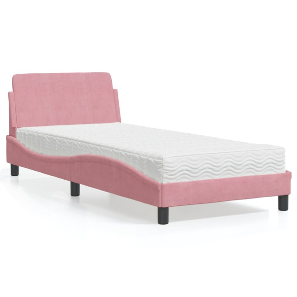 Cama con colchón terciopelo rosa 90x190 cm Cama con colchón terciopelo rosa 90x190 cm D