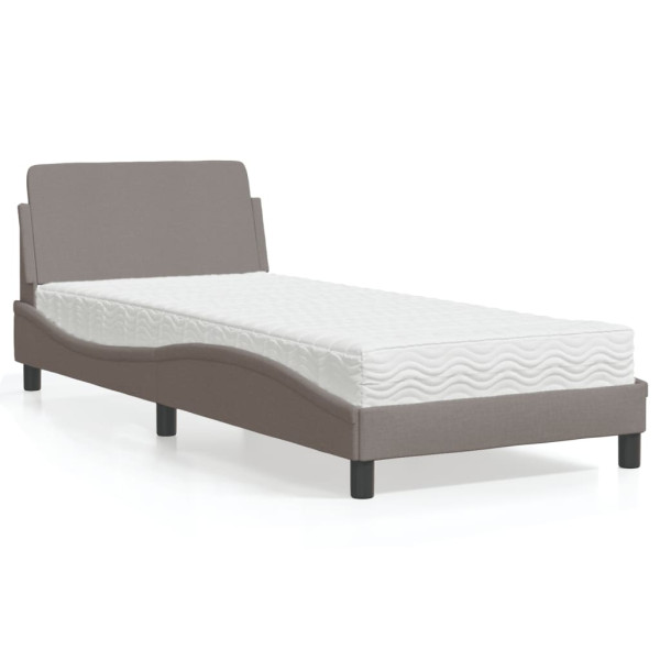 Cama con colchón tela gris taupe 90x200 cm D