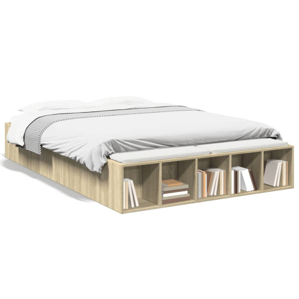 Estructura de cama madera de ingeniería roble Sonoma 140x190 cm D