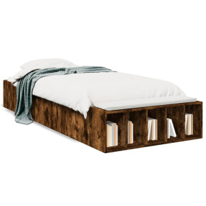 Estructura de cama madera de ingeniería roble ahumado 90x190 cm D