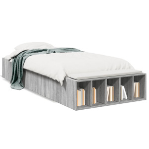 Estructura de cama madera de ingeniería gris Sonoma 75x190 cm D