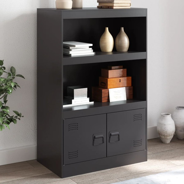 Aparador de acero negro 67x39x107 cm Aparador de acero negro 67x39x107 cm D