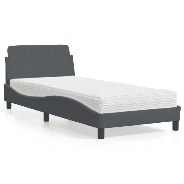 Cama com colchão veludo cinza escuro 80x200 cm D