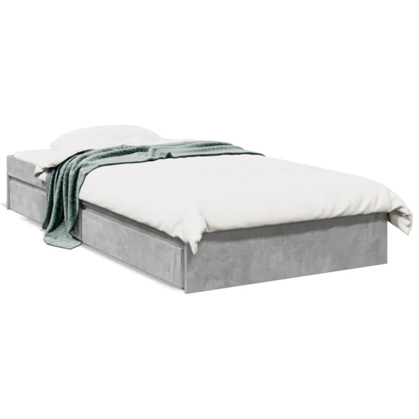 Cama de madeira maciça de concreto cinza com gavetas 90x190 cm D