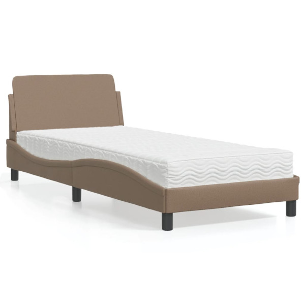 Cama con colchón cuero sintético capuchino 90x200 cm Cama con colchón cuero sintético capuchino 90x200 cm D