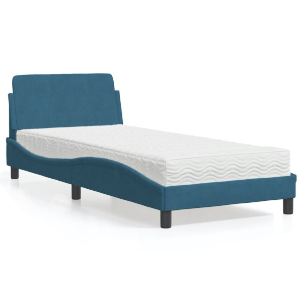 Cama con colchón terciopelo azul 90x190 cm Cama con colchón terciopelo azul 90x190 cm D