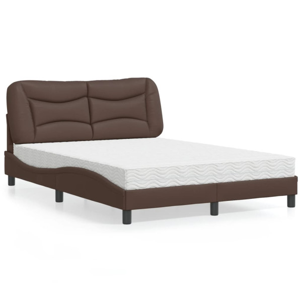 Cama con colchón cuero sintético marrón 140x200 cm Cama con colchón cuero sintético marrón 140x200 cm D