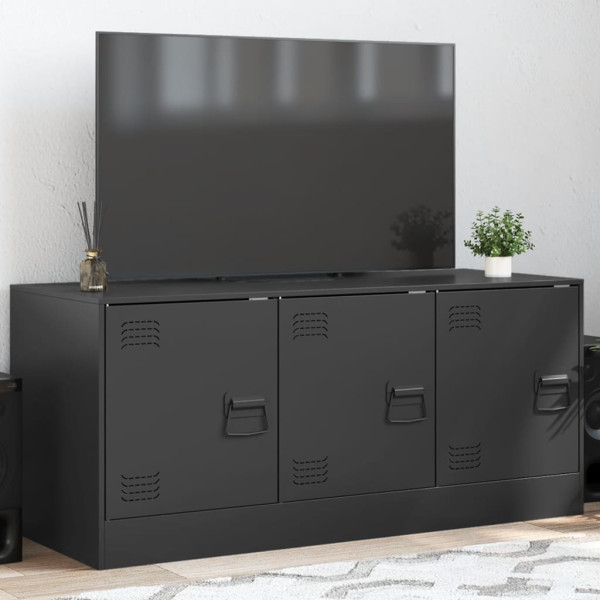 Mueble para TV de acero negro 99x39x44 cm D