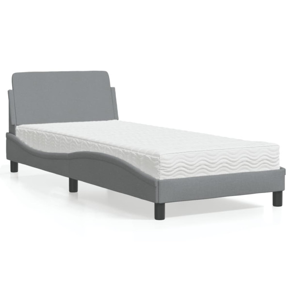 Cama con colchón tela gris claro 90x200 cm Cama con colchón tela gris claro 90x200 cm D