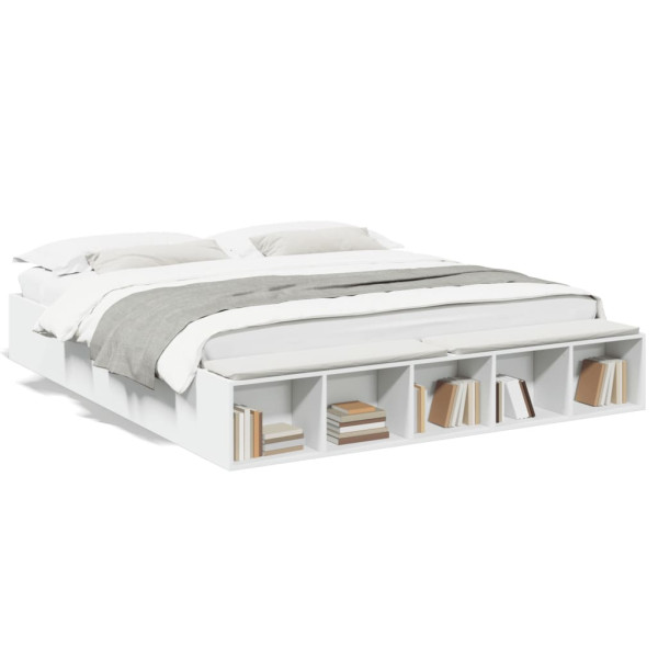 Estructura de cama madera de ingeniería blanca 180x200 cm Estructura de cama madera de ingeniería blanca 180x200 cm D