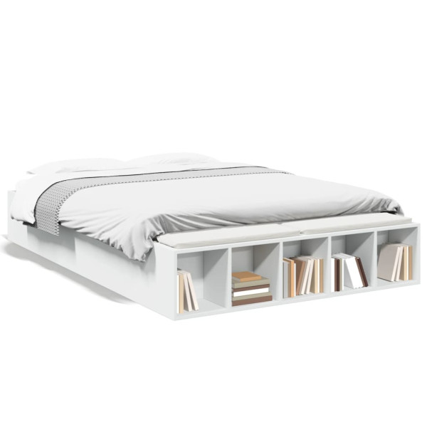 Estructura de cama madera de ingeniería blanca 135x190 cm Estructura de cama madera de ingeniería blanca 135x190 cm D