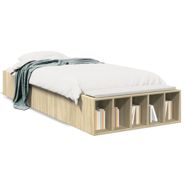 Estructura de cama madera de ingeniería roble Sonoma 90x190 cm Estructura de cama madera de ingeniería roble Sonoma 90x190 cm D