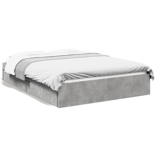 Cama con cajones madera ingeniería gris hormigón 140x200 cm Cama con cajones madera ingeniería gris hormigón 140x200 cm D
