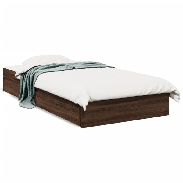 Cama con cajones madera de ingeniería marrón roble 90x190 cm Cama con cajones madera de ingeniería marrón roble 90x190 cm D