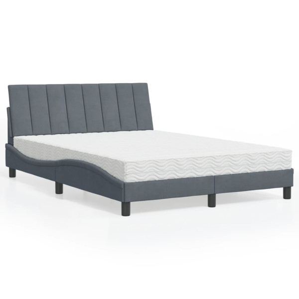 Cama con colchón terciopelo gris oscuro 140x200 cm Cama con colchón terciopelo gris oscuro 140x200 cm D