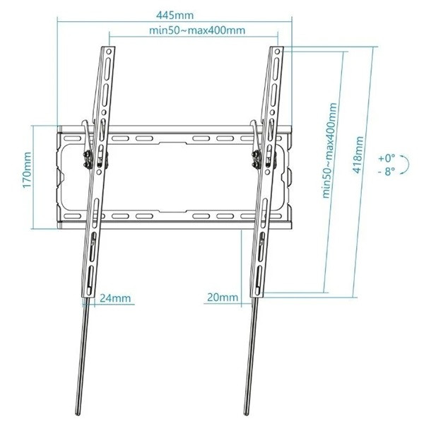 Soporte de pared fijo / inclinable tooq lp1071t-b para tv de 32-70'/ hasta 45kg M 3