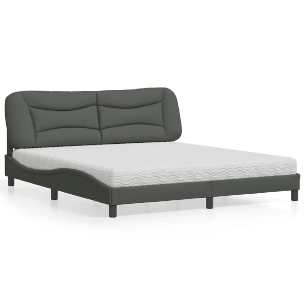 Cama con colchón de tela gris oscuro 180x200 cm Cama con colchón de tela gris oscuro 180x200 cm D