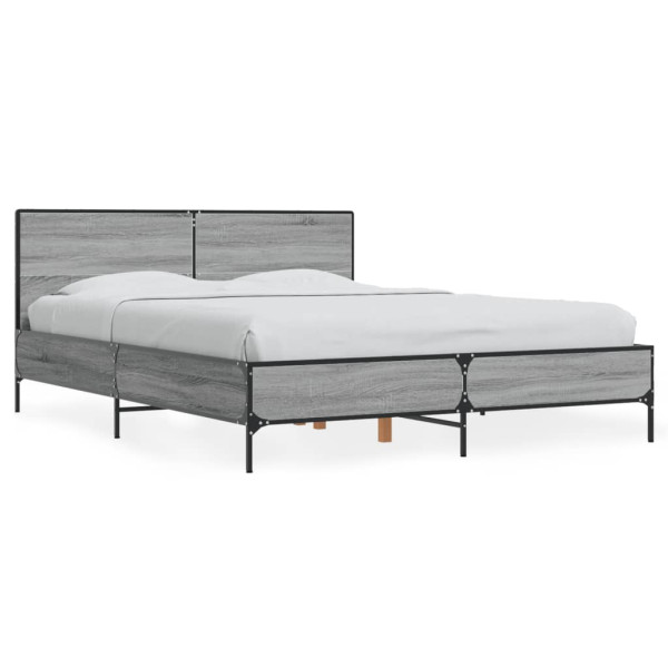 Estructura cama madera ingeniería metal gris Sonoma 120x190 cm Estructura cama madera ingeniería metal gris Sonoma 120x190 cm D