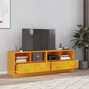 Móveis de TV 2 unidades aço amarelo mostarda 67x39x44 cm D