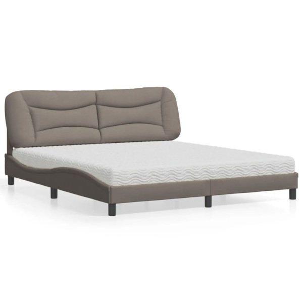 Cama con colchón de tela gris taupe 180x200 cm Cama con colchón de tela gris taupe 180x200 cm D