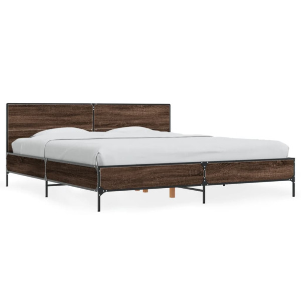 Estructura cama madera ingeniería metal marrón roble 200x200 cm Estructura cama madera ingeniería metal marrón roble 200x200 cm D
