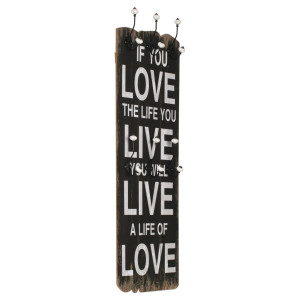 Perchero de pared LOVE LIFE con 6 ganchos 120x40 cm D