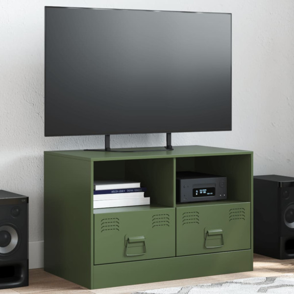 Mueble para TV de acero verde oliva 67x39x44 cm D