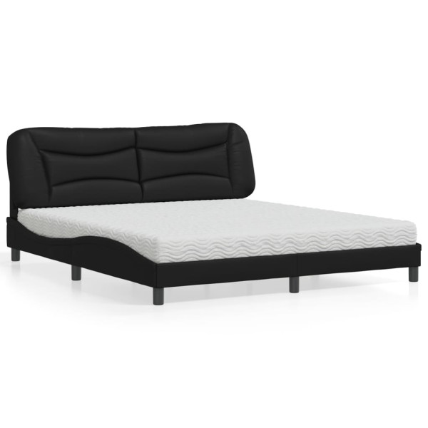 Cama con colchón cuero sintético negro 180x200 cm Cama con colchón cuero sintético negro 180x200 cm D